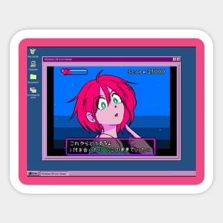 vaporwave aesthetic retro video game anime girl Sticker